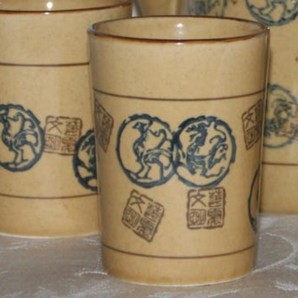 Vintage Pier 1 Japanese Style Teapot Set | Porcelain Tea Pot With 4 Mugs - Picture 5 of 11